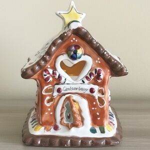 Blue Sky 2009 Heather Goldminc Ceramic Candy Cane Cottage Tea Light Candle House